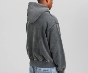 Sudadera con Capucha Extra Grande para Hombre, Estilo Corto, con Cremallera Completa, Lavada al Ácido, 100% Algodón, 460 Gsm, Talla Grande, OEM - Product Image 4