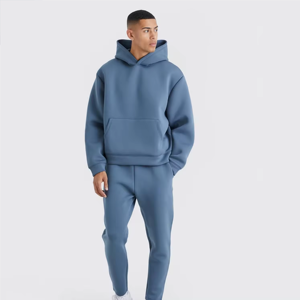 Ensemble pantalon de survêtement et sweat à capuche en coton vierge personnalisé OEM Survêtement de jogging surdimensionné évasé pour hommes - Product Image 1
