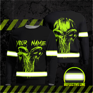 เสื้อยืดเซฟตี้สำหรับผู้ชายเสื้อเชิ๊ตผ้าฝ้าย100% พิมพ์ลายหัวกะโหลกระบายอากาศได้ - Product Image 2