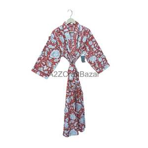 Robe Kimono Femme 100% Coton Fait Main Motif Floral Vêtements de Nuit et Maillots de Bain Respirant Toutes Saisons Parfait Cadeau de Noël - Product Image 1