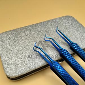 Wholesale Customizable 45 Degree Strong Hook Plasma Blue Solid Volume Stainless Steel <b>Eyelash</b> <b>Tweezers</b> with Custom Logo - Product Image 4