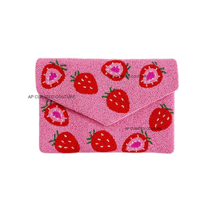 Strawberry Fashion-Style Handmade Beaded Designer Clutch <b>Bag</b> for <b>Women</b> Bohemian Style Evening Shopping Party Shoulder Messenger - Product Image 1