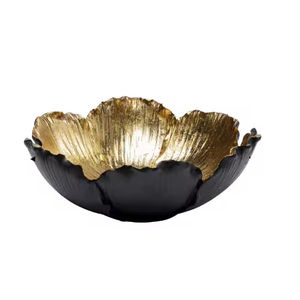 Cuenco de Metal para servir en el hogar y la cocina, forma de flor, calidad de lujo, Decoración de mesa ecológica, cuenco de Chocolate, Color dorado y negro - Product Image 1