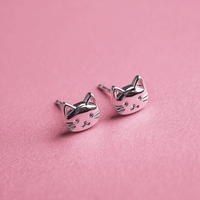 Boucles d'oreilles à clous tendance personnalisées pour les amoureux des animaux, chat, logo de Noël, bijoux S999 OEM ODM