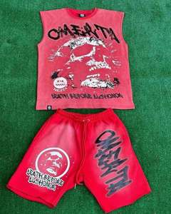 Men's High Quality Cotton Tank Top <b>Shorts</b> Set Top Selling New Design for Outdoor Street wear Fashion Wear Custom Printed Design - Product Image 5