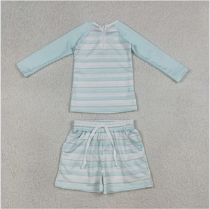 Ensemble de maillot de bain rayé bleu ciel pour garçons S0649 - Product Image 2