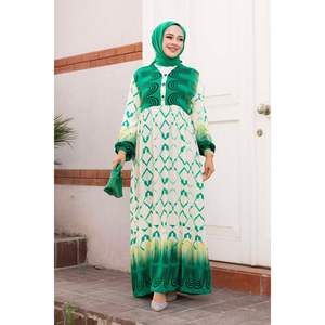 Vestido hiyab viscosa estampado agua verde - Product Image 1