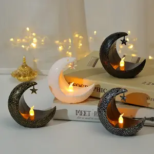 New star and moon candlestick Middle East holiday decoration decoration Arabian lantern electronic candle lamp wind lamp