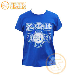 เสื้อยืดผ้าฝ้ายคุณภาพสูง Zeta Phi Beta แบบขายส่งสั่งทำได้ เสื้อผ้าสตรีสำหรับชมรมนักศึกษา ระบายอากาศได้ดี ปักลายสั้น - Product Image 2