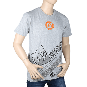 Camiseta de manga corta con cuello redondo y estampado para hombre - Gris - Product Image 1