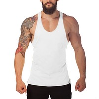 Singlet Gym OEM Grosir untuk Pria, Tank Top Rajut Bernapas, Pakaian Olahraga Stringer, Binaraga Fitness, Custom Poliester/Katun