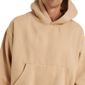 Venta caliente de los hombres de la gota del hombro sudaderas con capucha de manga larga de gran tamaño de los hombres con bolsillo de canguro - Product Image 3