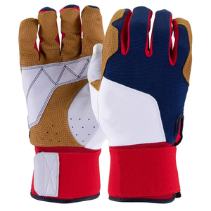 Guantes de bateo de béisbol de cuero puro 100%, protección de manos de puño largo de béisbol personalizado de alta calidad para adultos en diferentes colores - Product Image 6