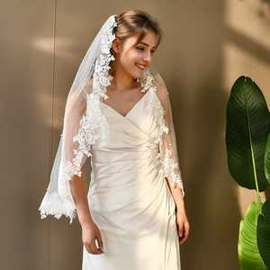 Peineta para el Cabello Bridella V82-IY0.75 con Encaje y Malla Color Marfil, Ajuste Cómodo y Seguro, Decoración para el Cabello de Novia a la Moda - Product Image 1