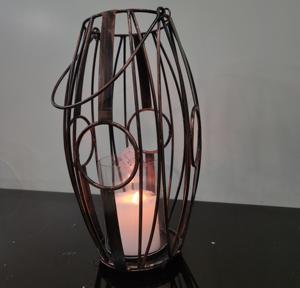 Linterna de malla de alambre de metal duradera grande para decoración de entrada, linterna de vela de Pilar hecha a mano para decoración navideña del hogar - Product Image 5