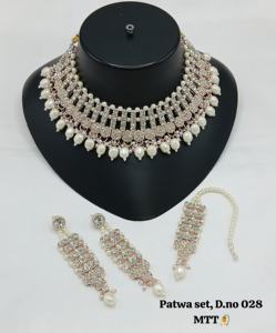 Rose Gold Plated Ethnic Zinc Alloy Cubic Zircon Crystal Dangle Drop <b>Choker</b> Wedding Party Necklace & Earrings Set for Women - Product Image 6