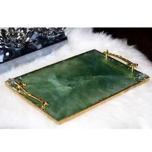 ถาดเสิร์ฟอีพ็อกซี่เรซิน Geode พร้อมด้ามจับสีทองดีไซน์เป็นของขวัญสำหรับเครื่องประดับกาแฟหรือเป็นของขวัญ - Product Image 2