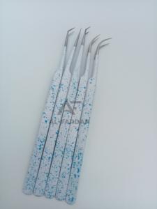 Al fardan ขาวด้านแวววาว14ซม. แหนบต่อขนตาปลอมแบบผอมยาว45องศาทำจากสเตนเลสปลายแหลม - Product Image 3