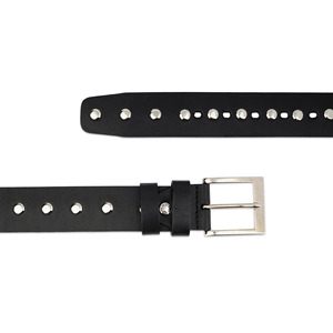 เข็มขัดหนังปักหมุดสำหรับผู้ชายประดับพลอยเทียมพร้อมหัวเข็มขัดอัลลอย - Product Image 4