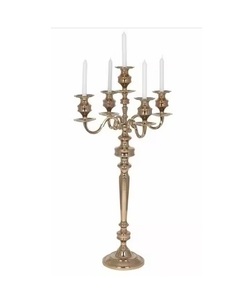 Juego de 3 candelabros dorados de aluminio alto con estilo, decoración de vestíbulo de boda, centro de mesa decorado, candelabros de 5 brazos - Product Image 2