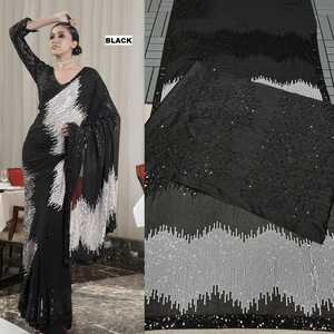 ชุดสารีอินเดียแบบดั้งเดิมขายดีพร้อมด้วยผ้าที่อุดมสมบูรณ์และการออกแบบที่ซับซ้อนเหมาะสำหรับโอกาสพิเศษและงานเฉลิมฉลอง - Product Image 3