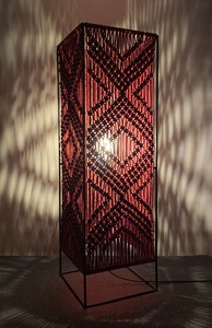 Lampe en macramé naturelle biologique, cordon en coton fait à la main, style bohème, rouge, fil électrique de haute qualité AH, décoration de la maison - Product Image 2