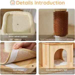 Rascador de Sisal de árbol de gato de lujo de madera maciza Natural ajustable para gatos grandes/pequeños embalaje de cartón Halloween Navidad - Product Image 5