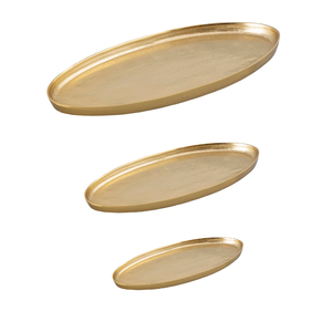 ถาดโลหะหล่อสลัดทรงรีสีทองแบบโบราณพร้อมถาดชุบเงินถาดสำหรับตกแต่งโต๊ะ - Product Image 4