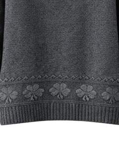 Pull en tricot jacquard gris foncé personnalisé, motif de renne, col rond, manches longues, pull d'hiver pour femmes, vente en gros personnalisée - Product Image 4