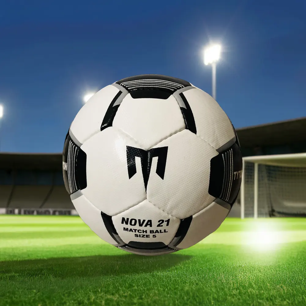 サッカーサッカートレーニング用のカスタムロゴブチルブラダー付きサイズ5トレーニングおよび競技サッカーラバーPU素材
