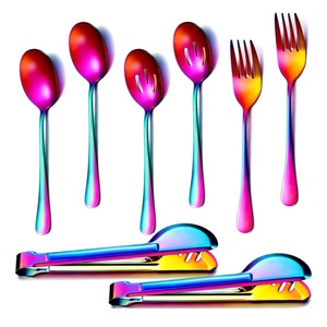 Juego de cubiertos de acero inoxidable con revestimiento de PVD y acabado esmaltado de Color arcoíris, cuchara ecológica para sopa y arroz - Product Image 4