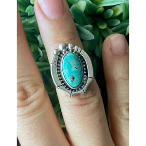 Bague Sheila Becenti Royston en turquoise et argent sterling, sertie de pierres, plaqué or rose, acier inoxydable, taille 5.25, cadeau idéal - Product Image 2