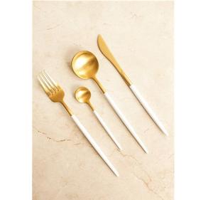 Ensemble de couverts en acier inoxydable, couteau, fourchette, cuillère, miroir, or rose, pour mariage - Product Image 4