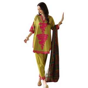 100% lin femmes luxe haute qualité indien pakistanais ethnique 3 pièces pur lin robe pour femmes décontracté Salwar Kameez au prix - Product Image 1