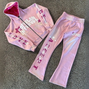 Unisex 100% Cotton Custom Hooded Track Suit French Terry Cropped Winter Sweatsuits 3D for High Quality Fleece Drawstring - Product Image 1