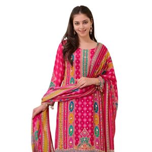 Diseñador Rosa Shanti Anarkali Kodi conjunto redondo para mujer traje étnico tradicional indio perfecto para festivales y bodas - Product Image 1