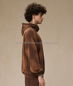 Nueva Sudadera con Capucha para Hombre, 450g, Sólida, Talla Grande, Lavada, 100% Algodón, Estilo Desgastado, Sin Cordón, Teñida con Spray - Product Image 4