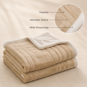 Manta de felpa cálida de doble cara reversible de Polonia, suave forro polar marrón taupe para cama, entrega rápida en la UE - Product Image 4