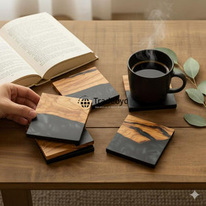 Artisan Resin <b>Coasters</b> 4X4 Inches Square Luxury Elegant Tabletop <b>Drink</b> <b>Coaster</b> Set for Cafe Restaurant Home Tradebyd Custom - Product Image 5