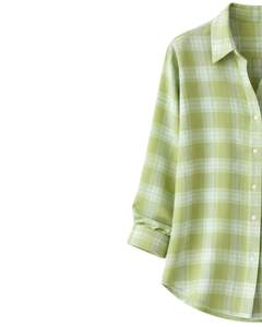 Chemise boutonnée surdimensionnée à carreaux pour femme, vert clair, manches longues, tunique décontractée en flanelle à carreaux, douce, automne-hiver, vente en gros - Product Image 2