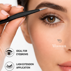 Pinzas de Precisión Negras de Acero Inoxidable con Punta Fina, Herramienta Profesional Antideslizante para Depilación de Cejas - Product Image 6