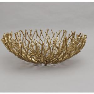 Tazón de frutas redondo dorado ecológico pulido moderno, plato de mesa decorativo para fiestas y bodas, cuencos de almacenamiento minimalistas - Product Image 3