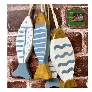 Talla de Peces de Madera de Vietnam, Decoración Rústica Hecha a Mano para el Hogar, Juguete de Pintura DIY para Niños, Regalo Perfecto para Decoración Costera - Product Image 1