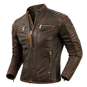 Veste en cuir d'hiver pour homme d'extérieur avec doublure en coton Logo frontal personnalisable Service OEM Veste en cuir pour homme de haute qualité - Product Image 1