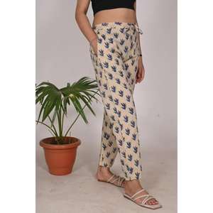 Block Print Cotton Pajama for <b>Women</b> Elastic Waist Sleepwear <b>Trousers</b> <b>Lightweight</b> Breathable Nightwear Pajamas - Product Image 2