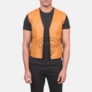 เสื้อกั๊กหนังแฟชั่นฤดูร้อนสำหรับผู้ชายเสื้อกั๊กหนัง100% ดีไซน์ใหม่ - Product Image 3