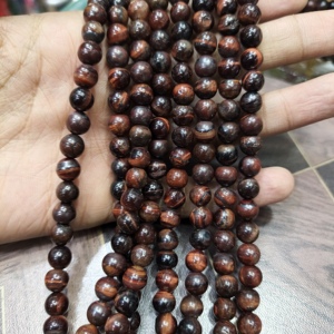 Collar de Plata de Ley con Ojo de Tigre Rojo Natural de 8 mm, Cristal Curativo, Estilo Boho, Regalo de Boda - Product Image 1