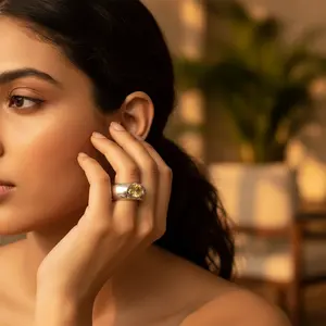 Bague en argent 925 avec pierre précieuse citrine pour femmes, bijoux élégants en cristal, bague cadeau - Product Image 2