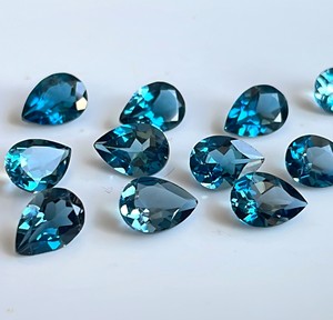 Topacio azul Londres natural corte pera 6x9mm facetado-Topacio azul Londres Suelto - Product Image 1