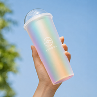 Gobelets en plastique PP de qualité alimentaire sans BPA, réutilisables, 12 oz et 16 oz, avec film néon lumineux, pour smoothies, bols d'acai, bars - Allwin Packfactory